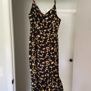 Missguided Black Ruffle Hem Mid-axi Dress